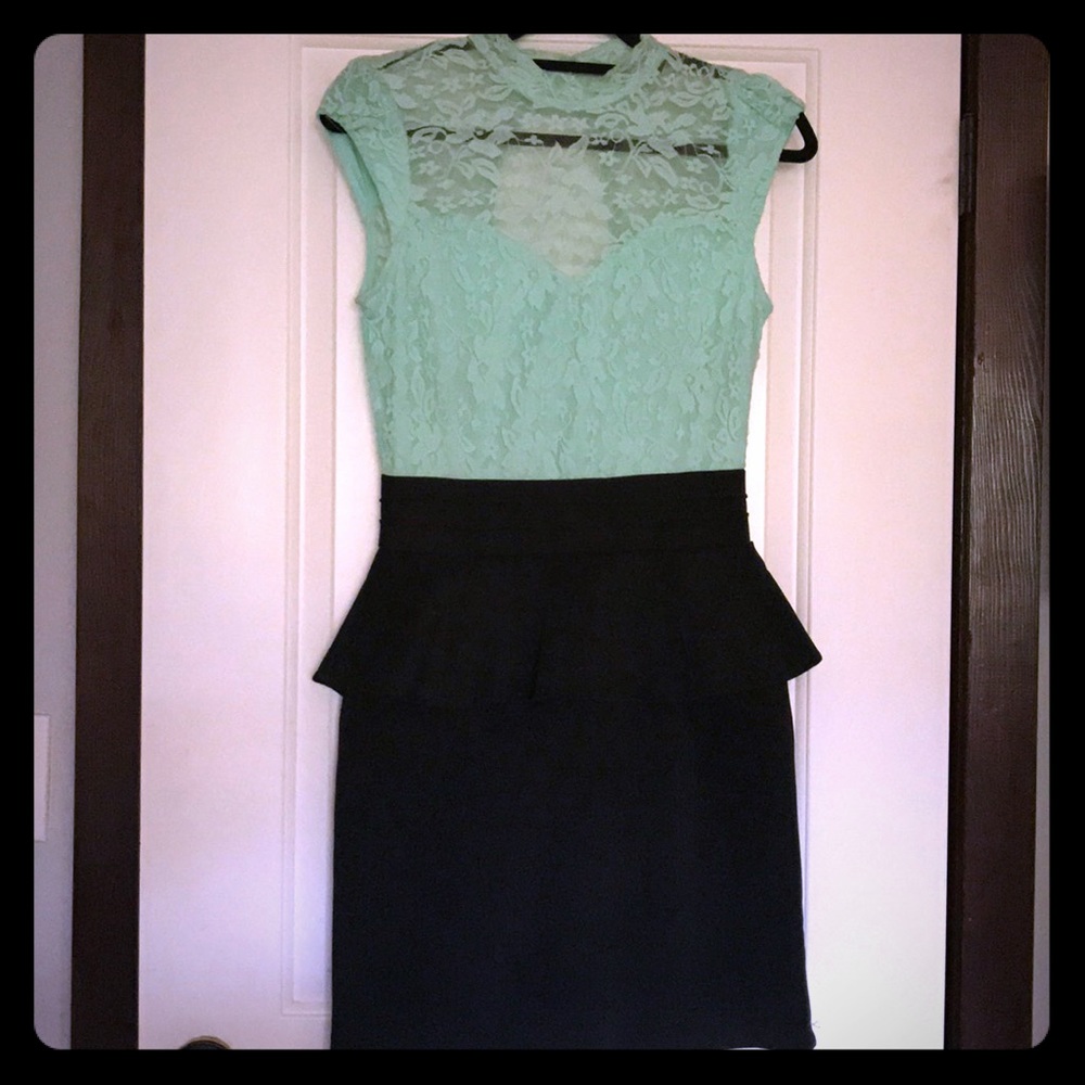 Sea foam free and black dress